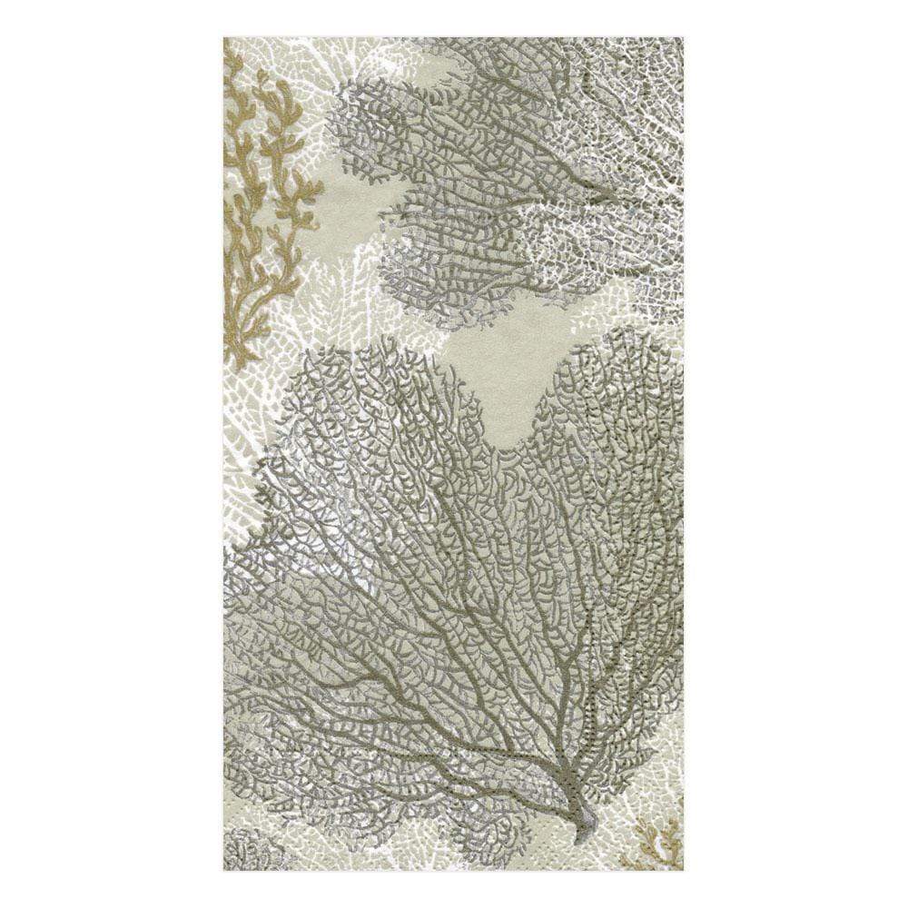 Caspari Sea Fans Guest Towel Napkins, Set of 15