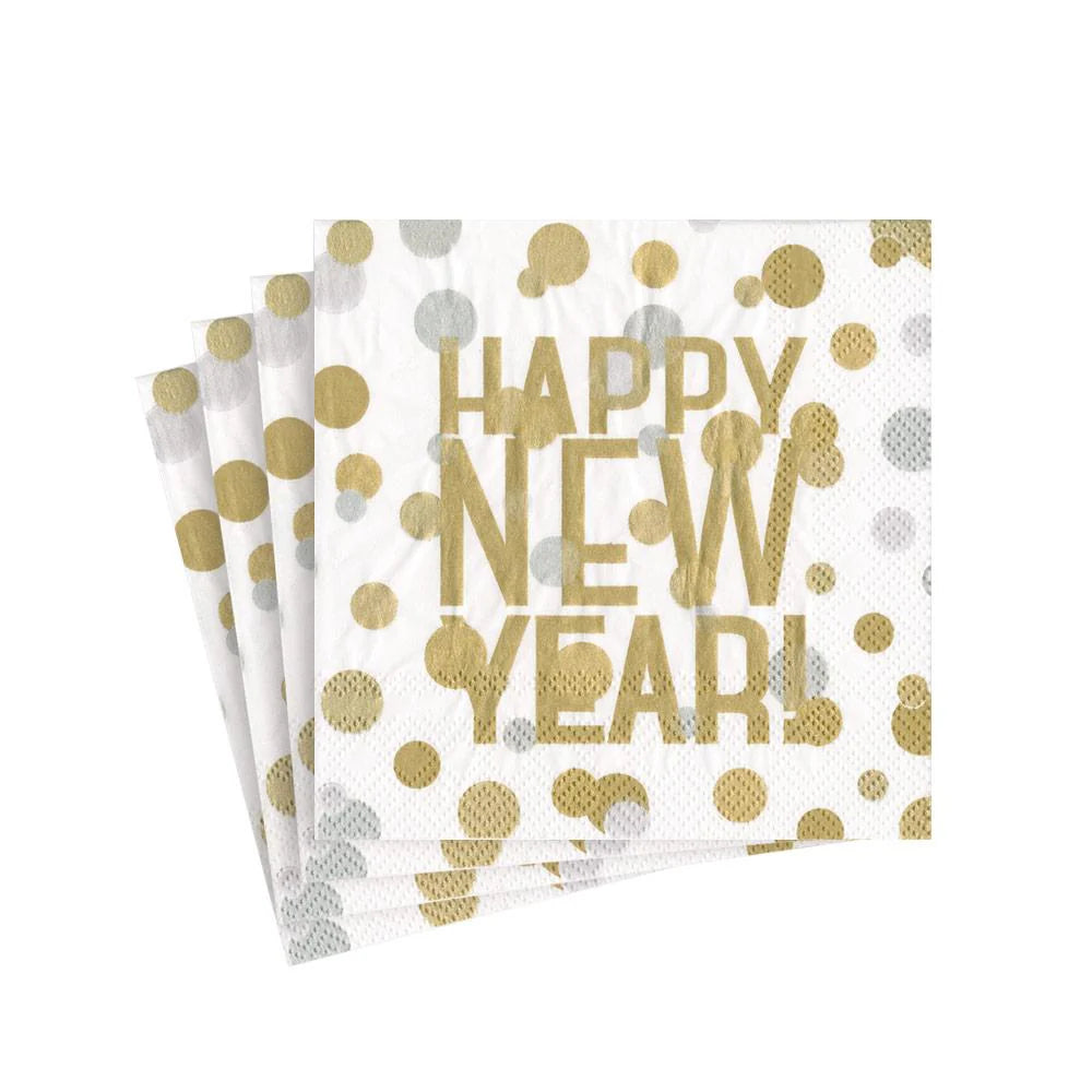 Caspari Happy New Year Cocktail Napkins, Set of 20
