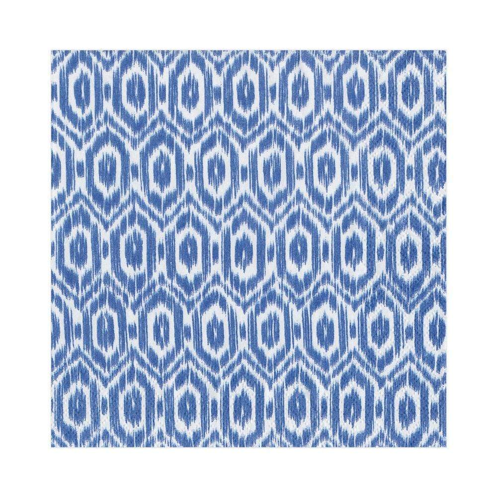 Caspari Amala Ikat Blue Luncheon Napkins, Set of 20