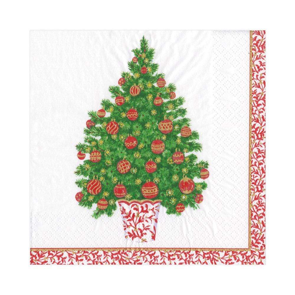 Caspari Decorated Tree Cocktail Napkins, Set of 20