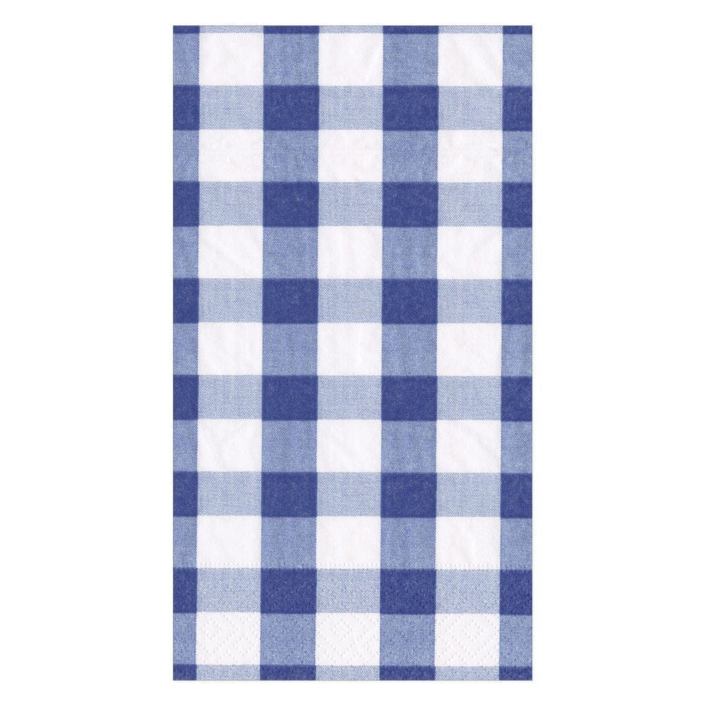 Caspari Gingham Blue Guest Towel Napkins, Set of 15