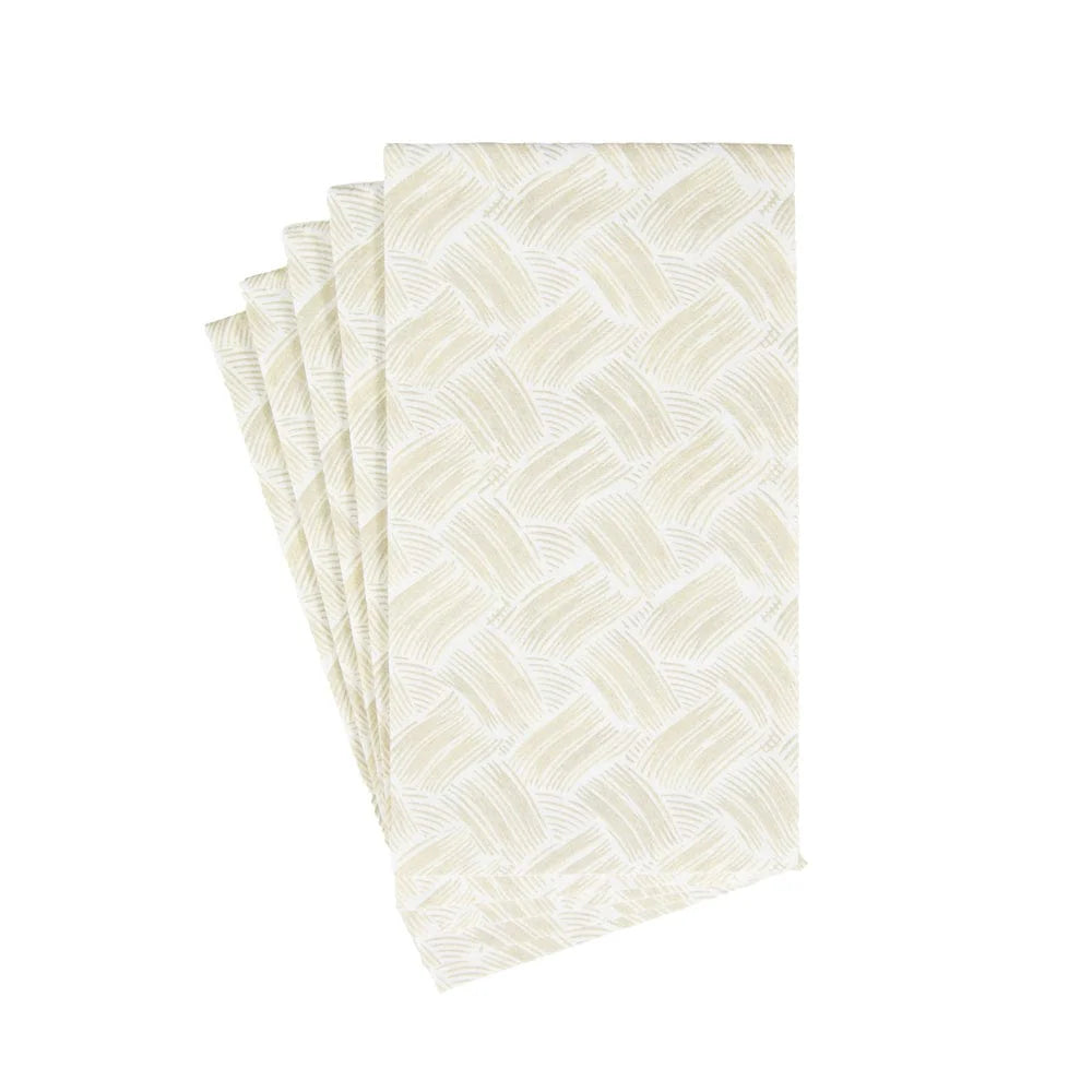 Caspari Basketry Flax Guest Napkins, Set of 12