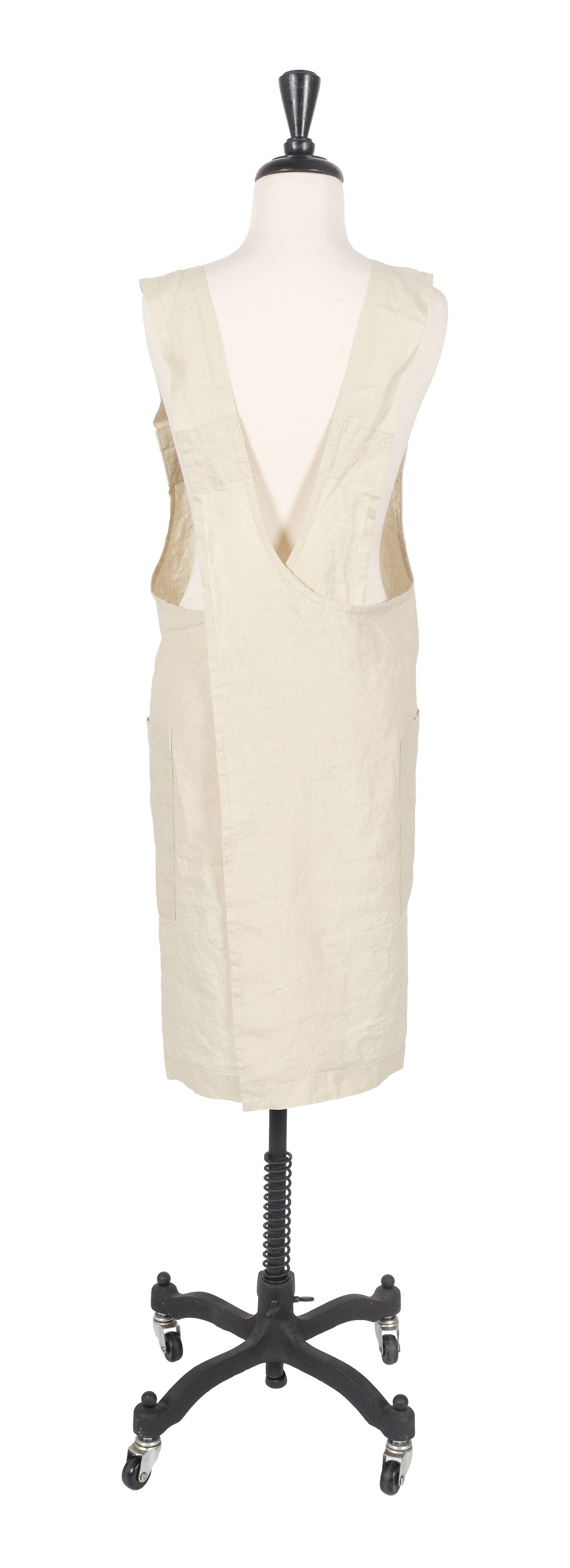 KAF Home Firenze Stone Washed Linen Cross Back Smock Apron, Olive