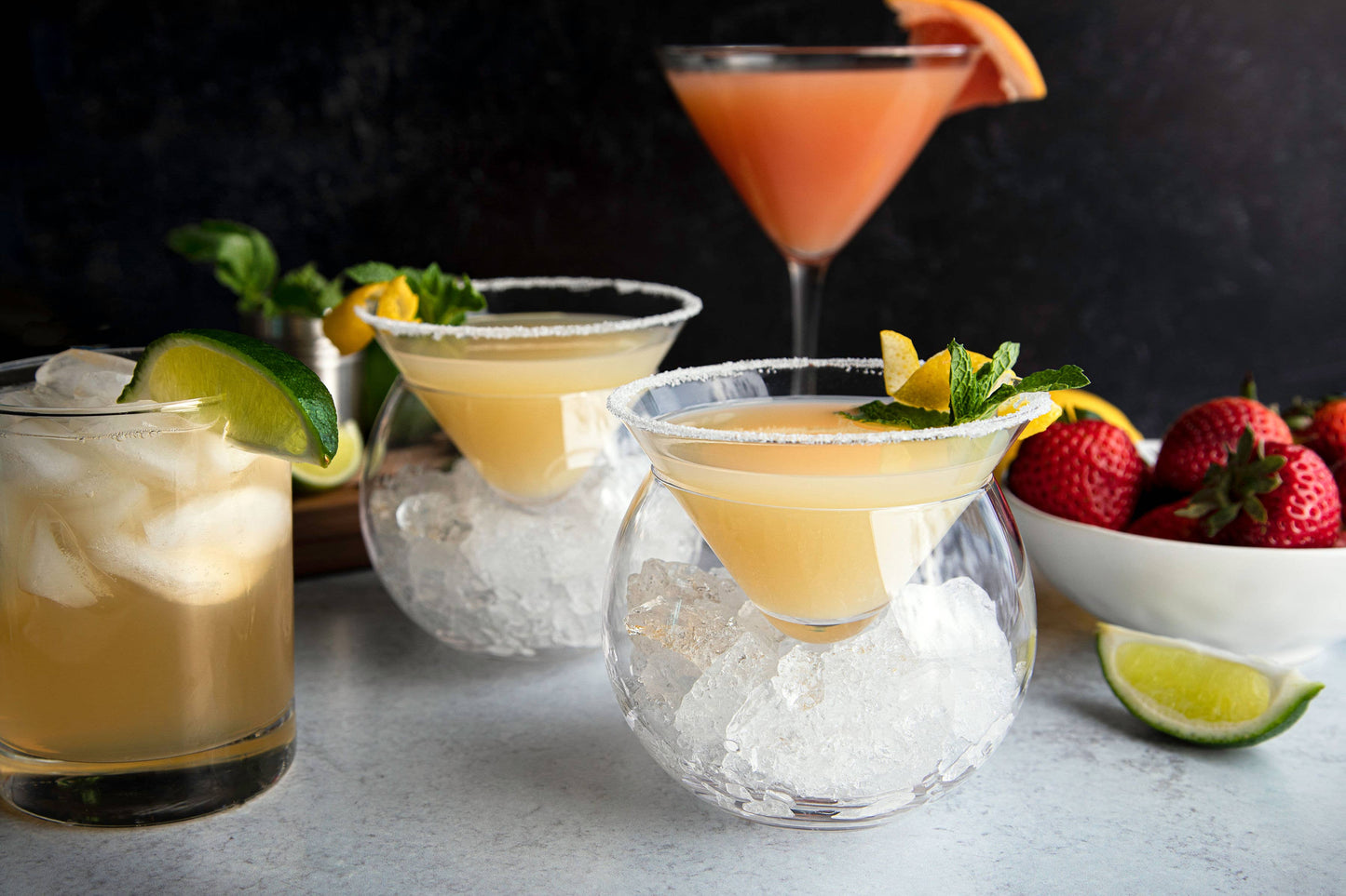 Glass Caviar Chiller Dish & Martini Glass