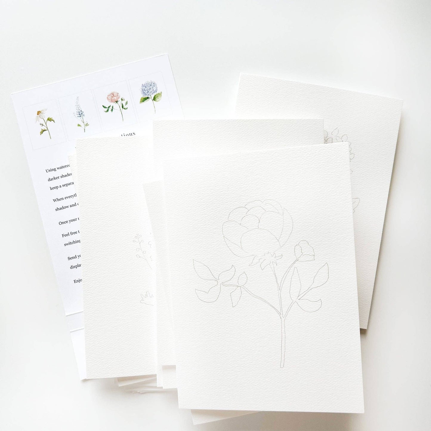 emily lex studio Garden Flowers Paintable Watercolor Notecard Set