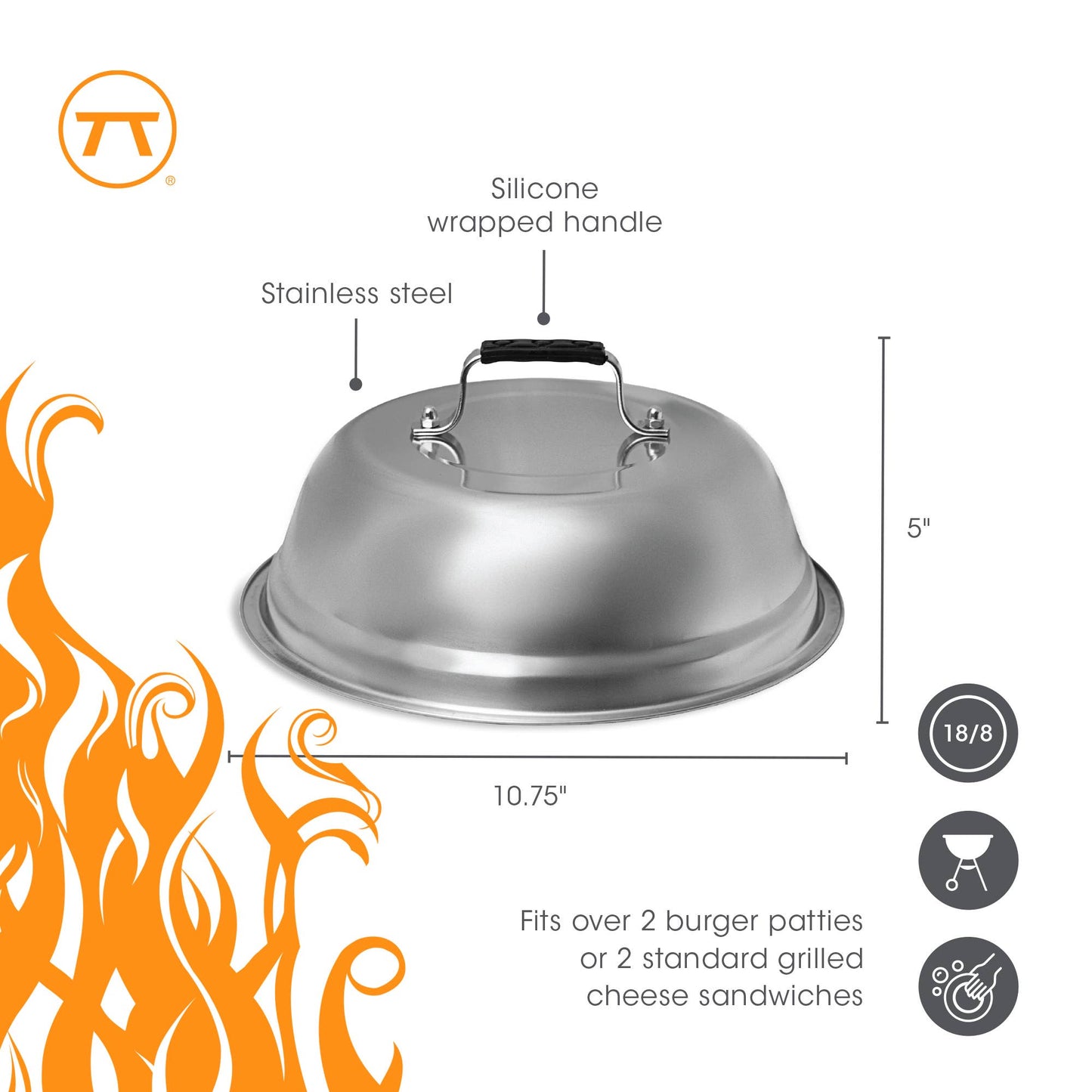Outset Stainless Steel Large Cheese Melting Dome for Grill