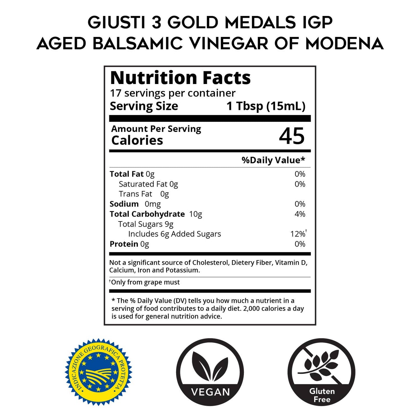 Giusti 3 Gold Medals IPG Balsamic Vinegar of Modena