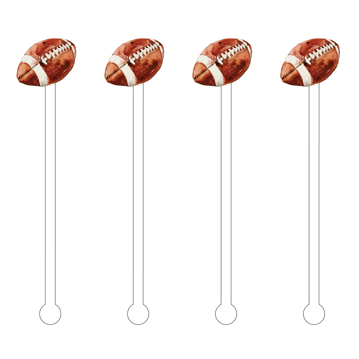 Football Acrylic Stir Stick, Set of 4