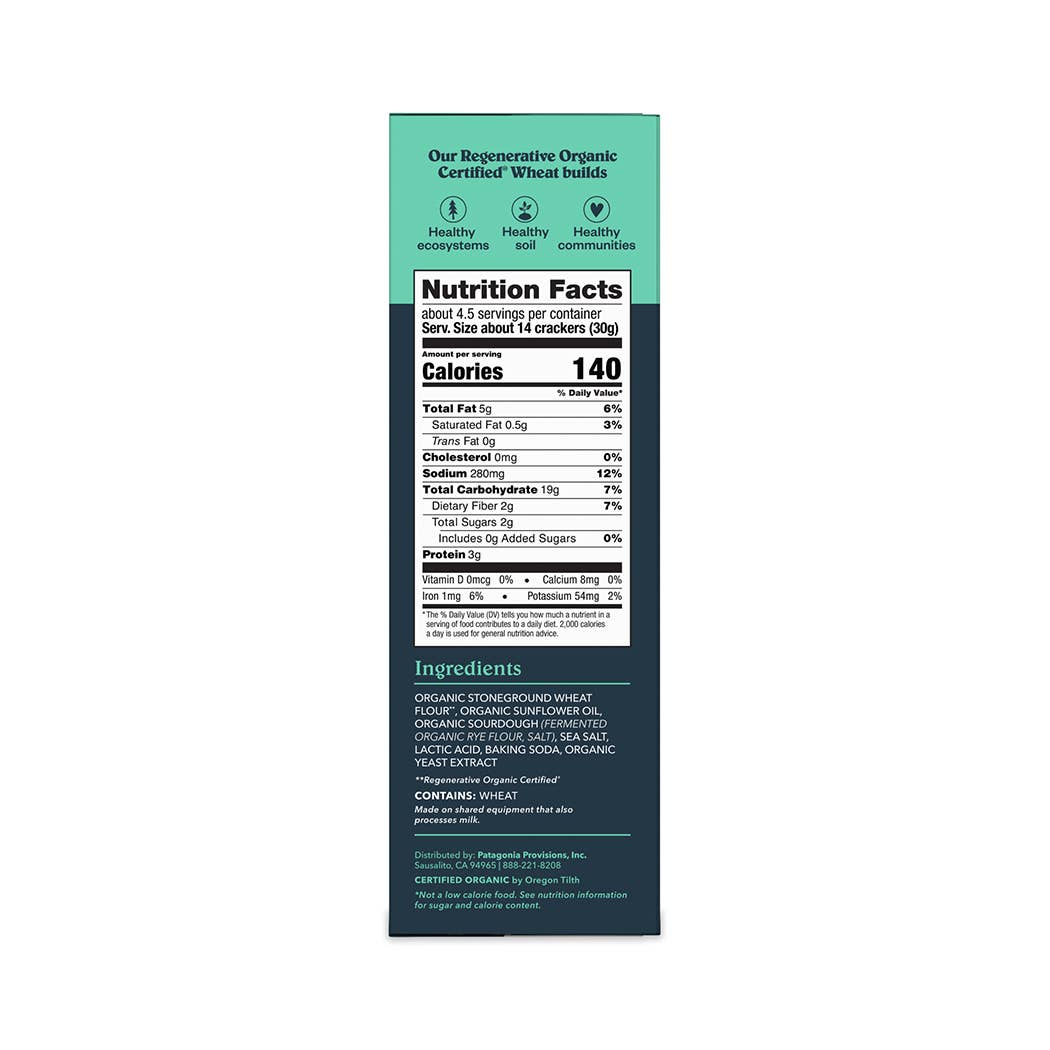 Patagonia Provisions Organic Sourdough Sea Salt Crackers, 4.4 oz