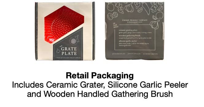 The Grate Plate, Inc. - Ceramic Garlic Grater, 3-Piece Set - Turquoise