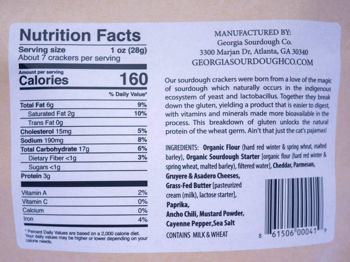 Georgia Sourdough Cheese Crackers, 6 oz