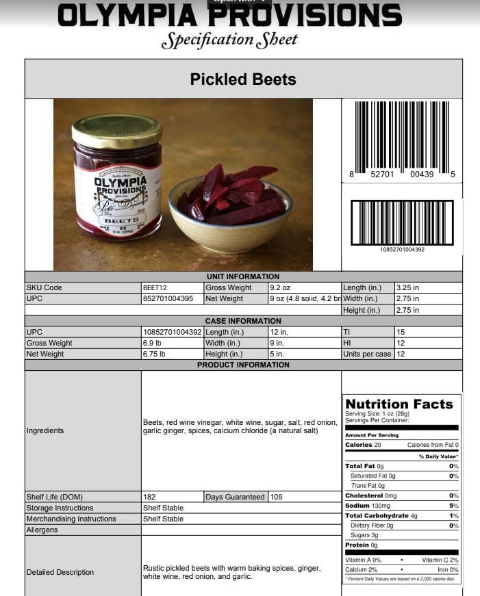 Olympia Provisions - Pickled Beets