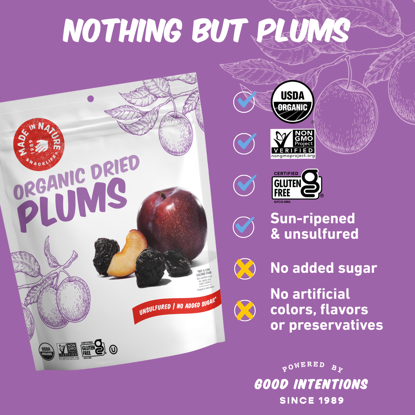 Made In Nature Dried Plums, 6oz