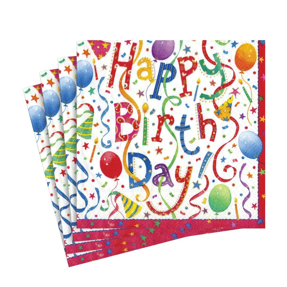 Caspari Happy Birthday Luncheon Napkins, Set of 20