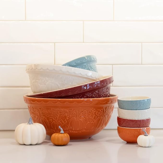 Mason Cash In The Pumpkin Patch S12 Persimmon Pumpkin Mixing Bowl, 11.75”