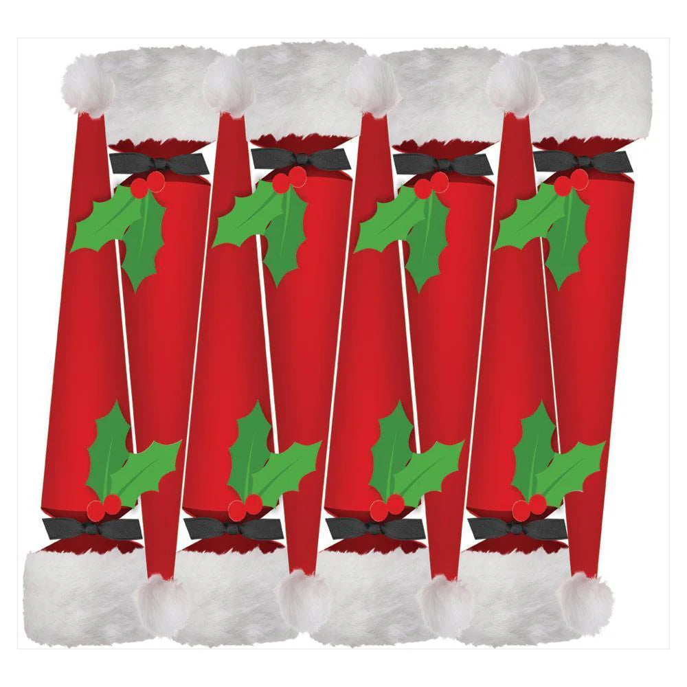 Caspari Santa Hat Cone-Shaped Celebration Christmas Crackers, Set of 8