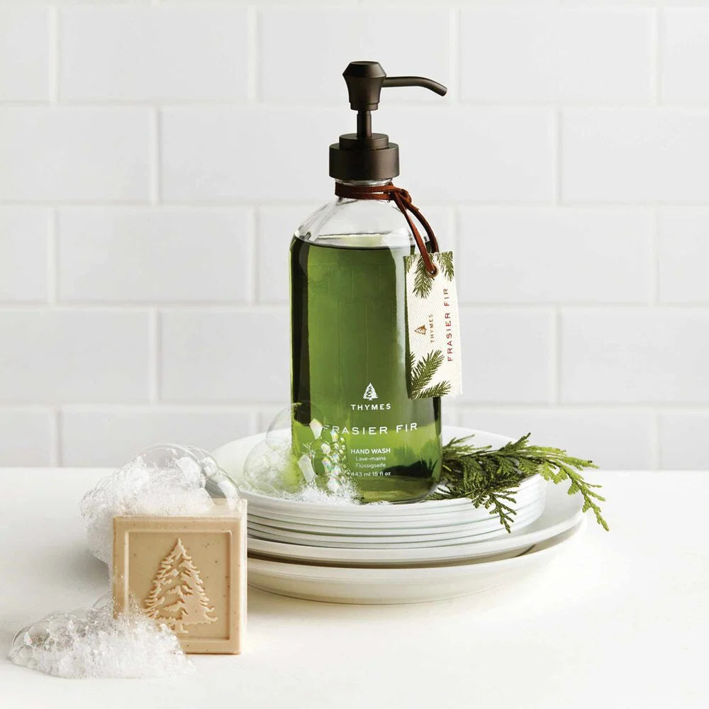 Thymes Frasier Fir Glass Hand Wash, Large