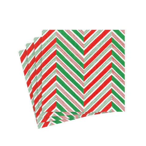 Caspari Candy Cane Stripes Cocktail Napkins, Set of 20