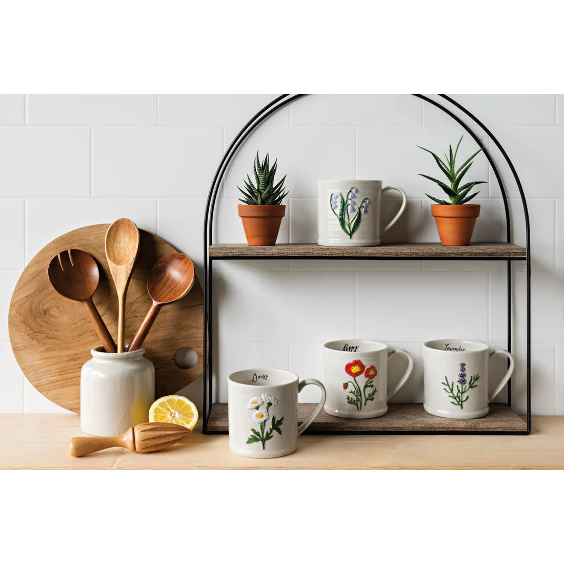 Floral Embossed Mug, 16oz