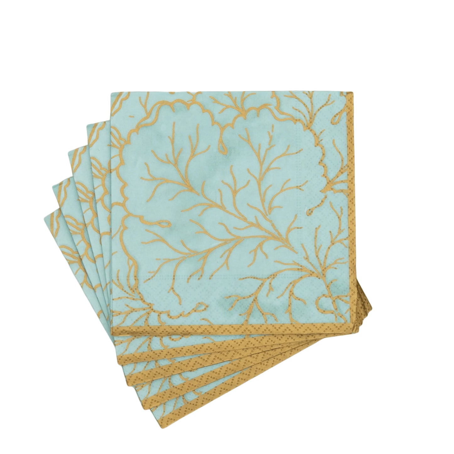 Caspari Gilded Majolica Saltwater Cocktail Napkins, Set of 20