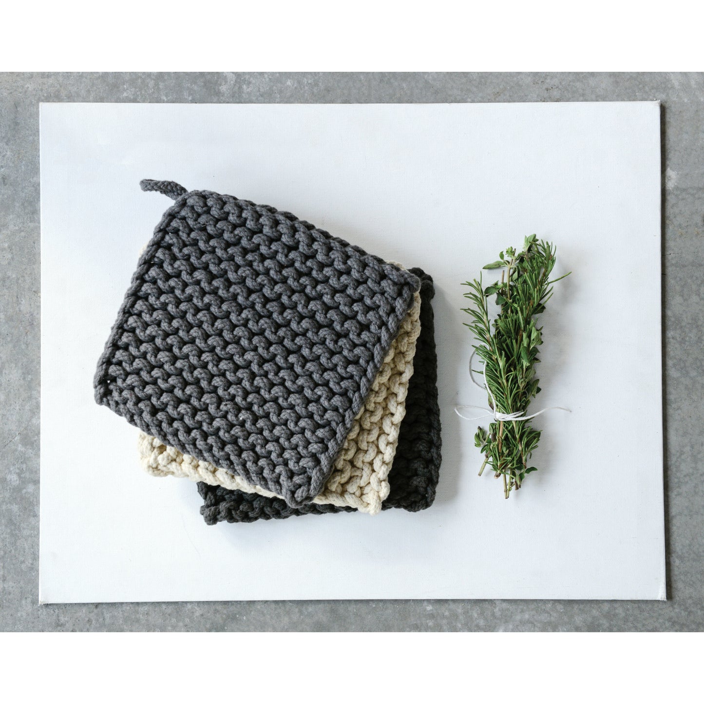 Cotton Crocheted Pot Holder, 8” Square, Assorted Colors