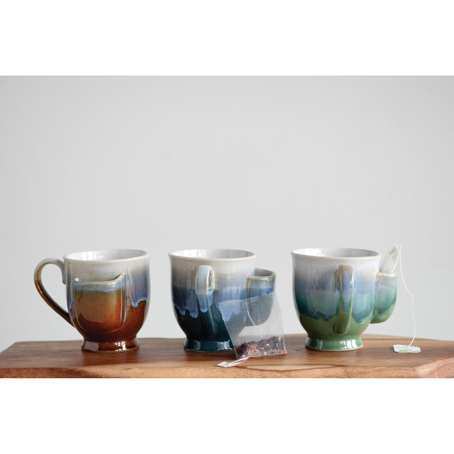 Stoneware Mug with Tea Bag Holder, Assorted Colors