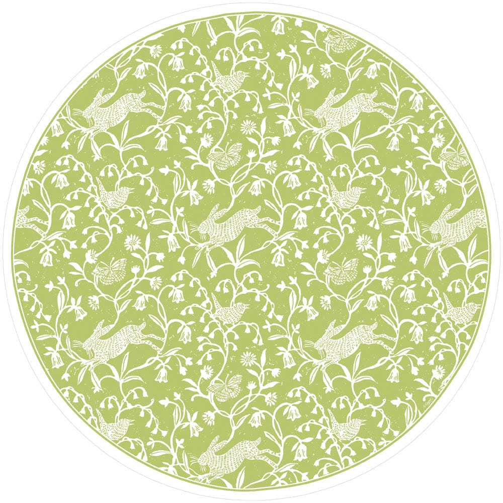 Hedgerow Moss Green Paper Placemats Round, Set of 12