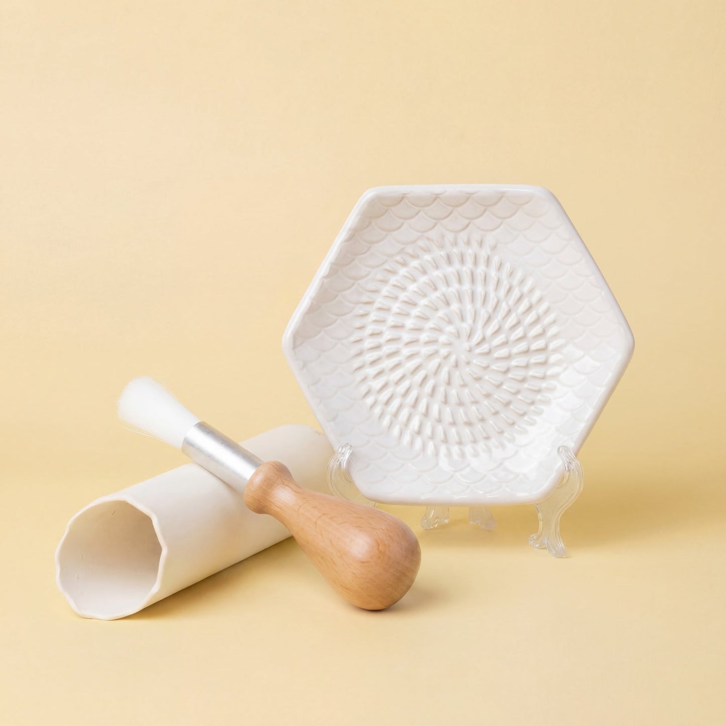 The Grate Plate Ceramic Garlic Grate 3-Piece Set - White
