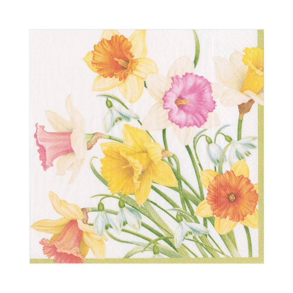Caspari Daffodil Waltz Cocktail Napkins, Set of 20