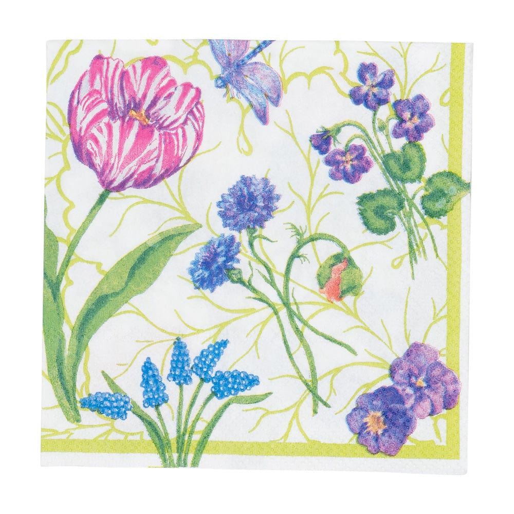 Caspari Floral Majolica Cocktail Napkins, Set of 20