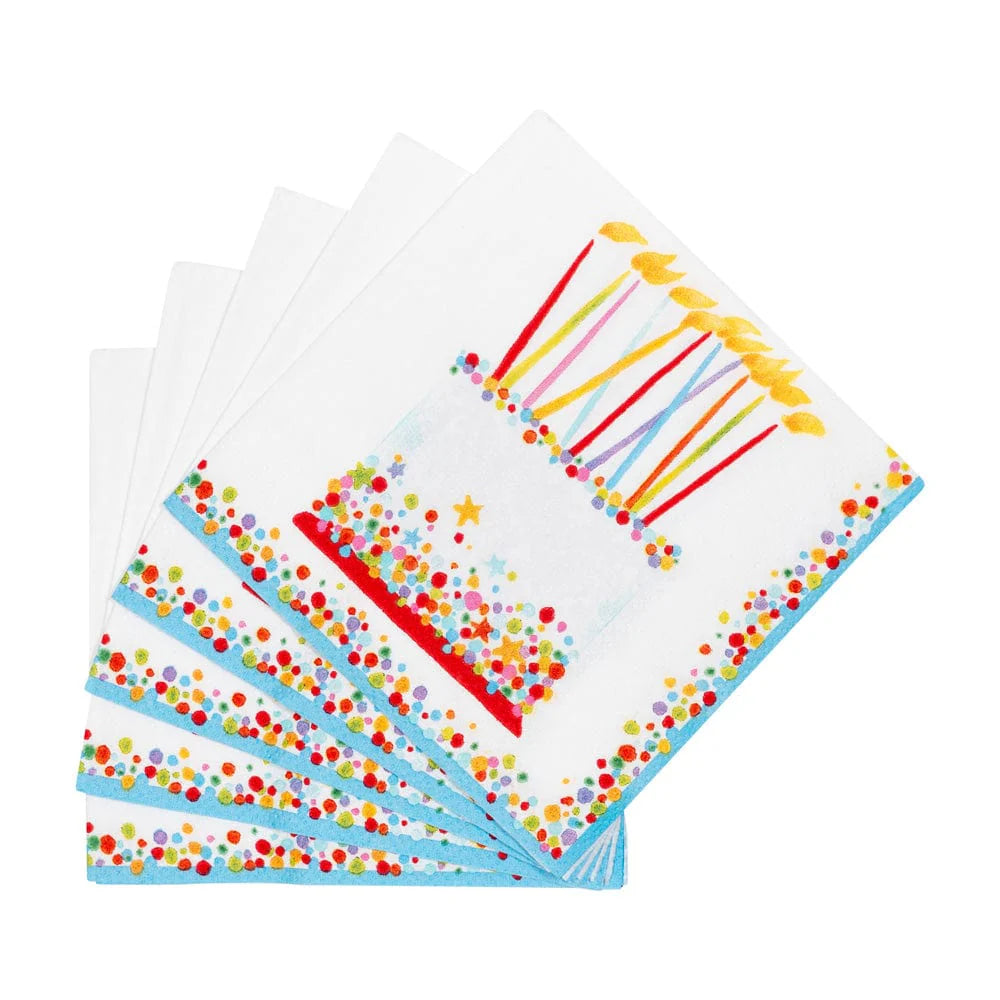 Caspari Birthday Cake Cocktail Napkins, Set of 20