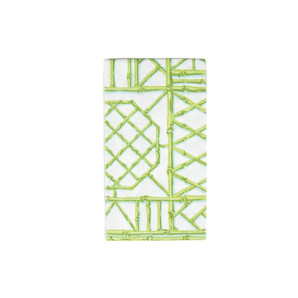 Caspari Bamboo Screen Moss Green Guest Napkins, Set of 12