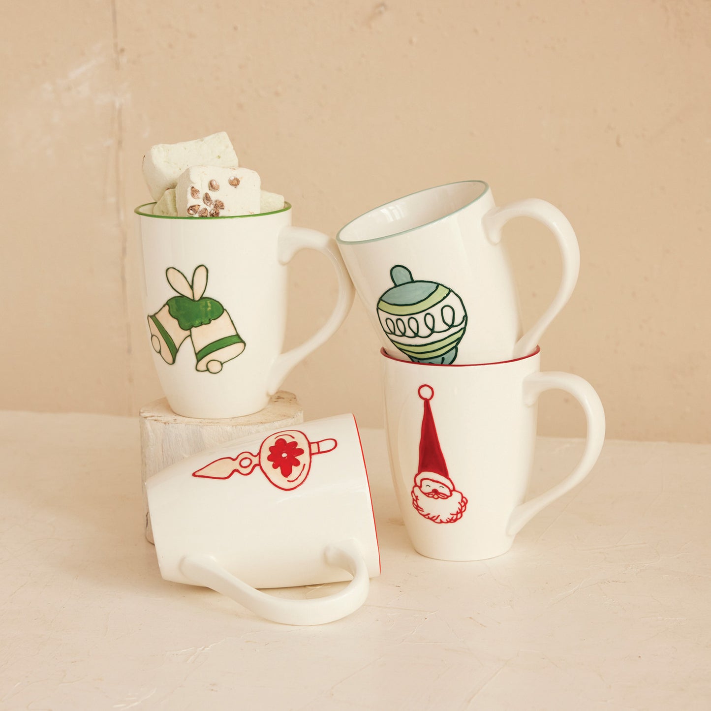Hand-Painted Stoneware Mug, 4 Styles, 16oz