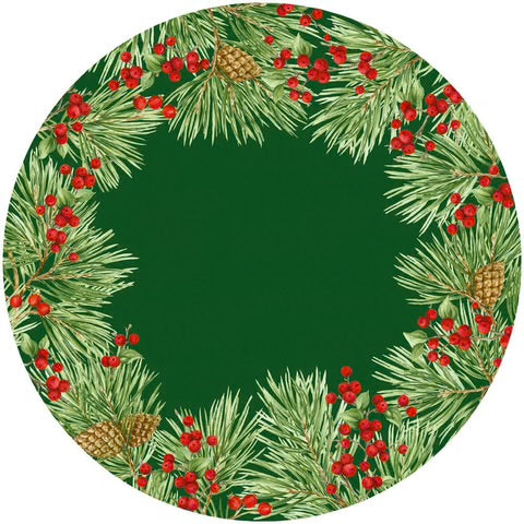 Evergreen And Berries Paper Placemats, Set of 12
