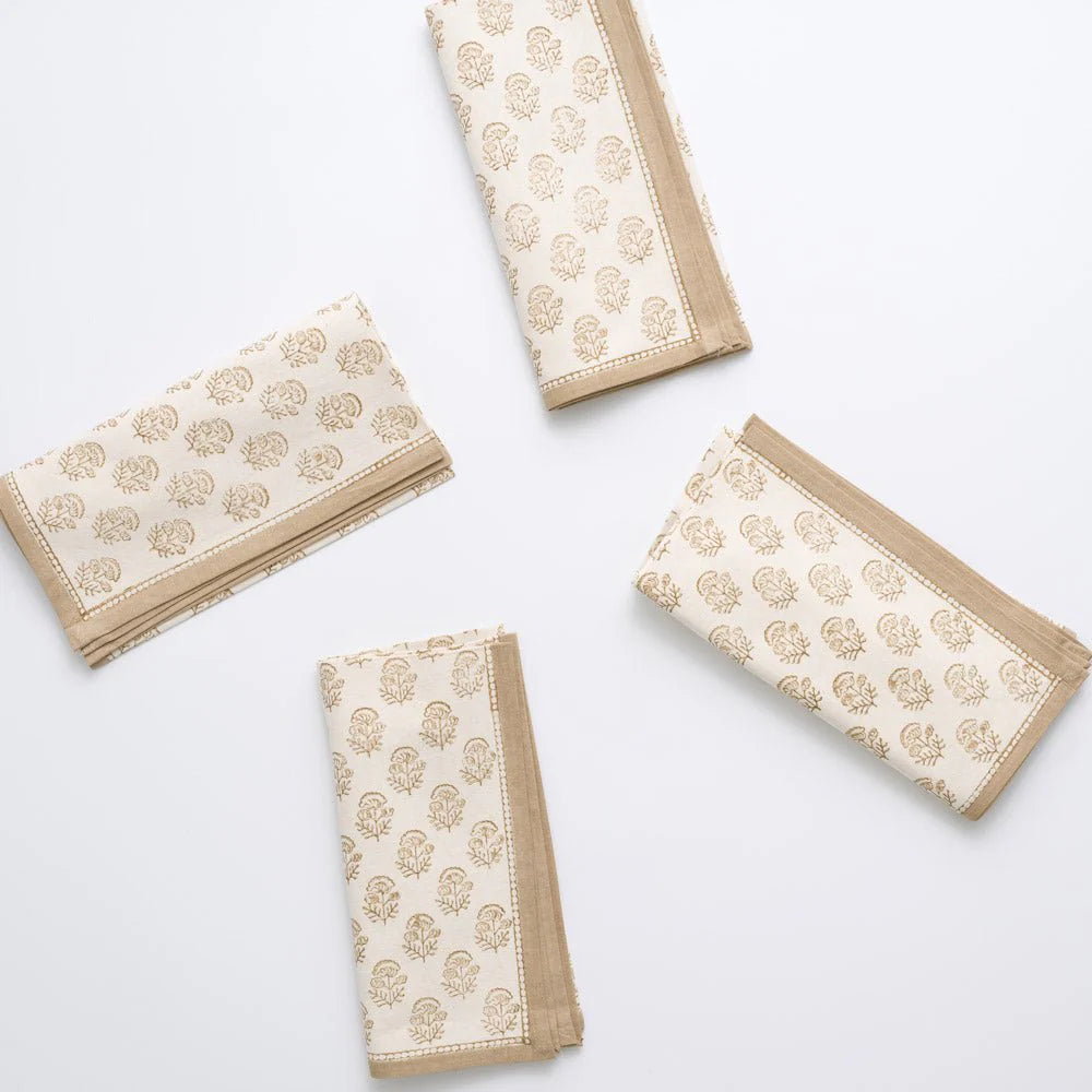 Pomegranate Anika Beige Napkins, Set of 4