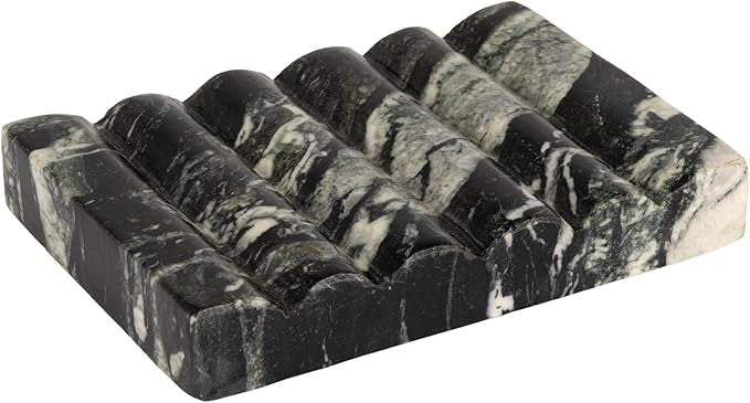 Marble Soap Dish, Black & Beige Melange