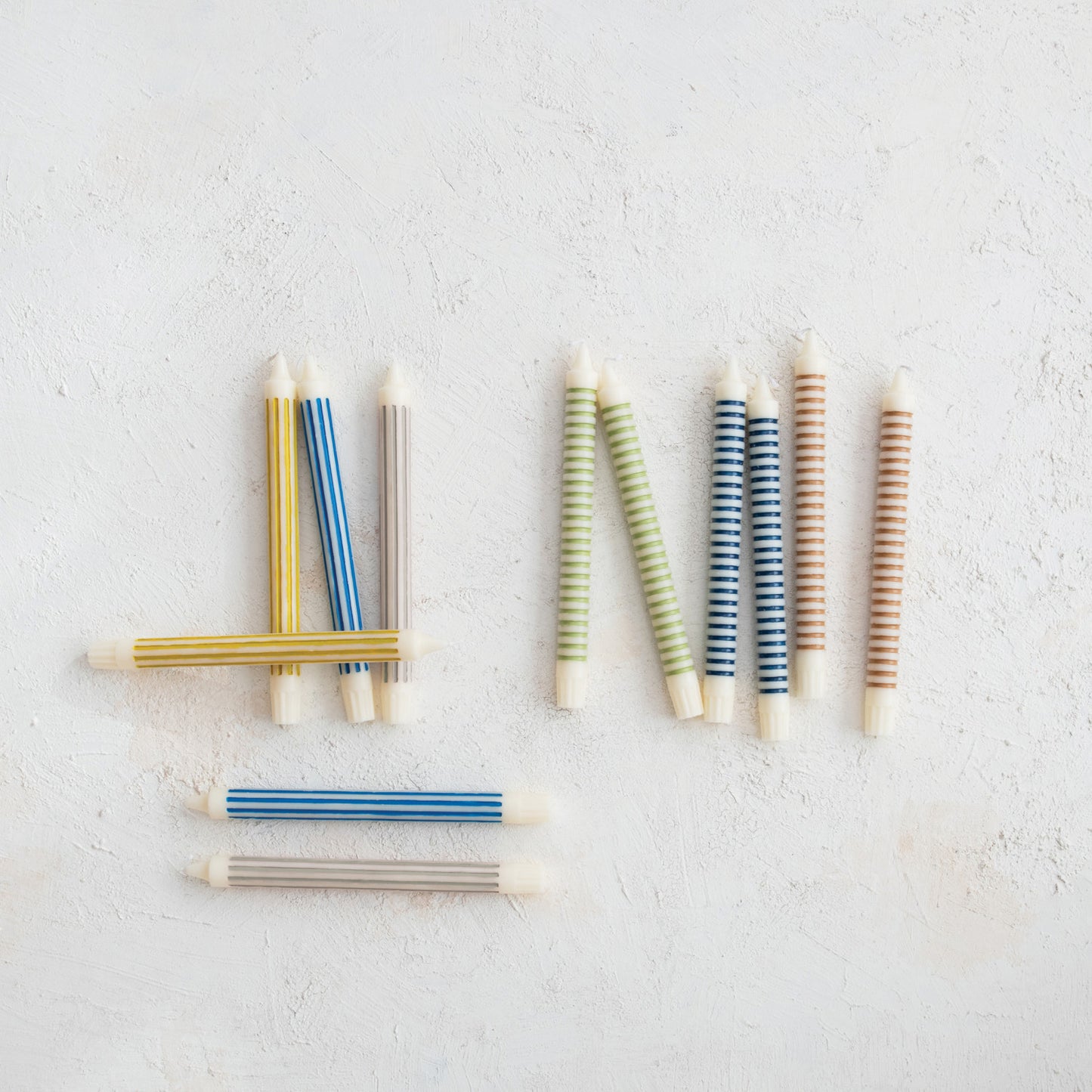 Vertical Stripe Taper Candle, Set of Two, 10”