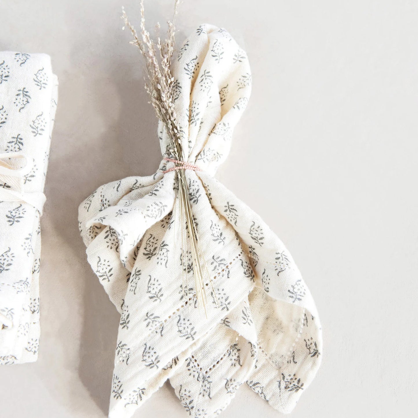 Cotton Napkins, Natural & Gray, Set of 4
