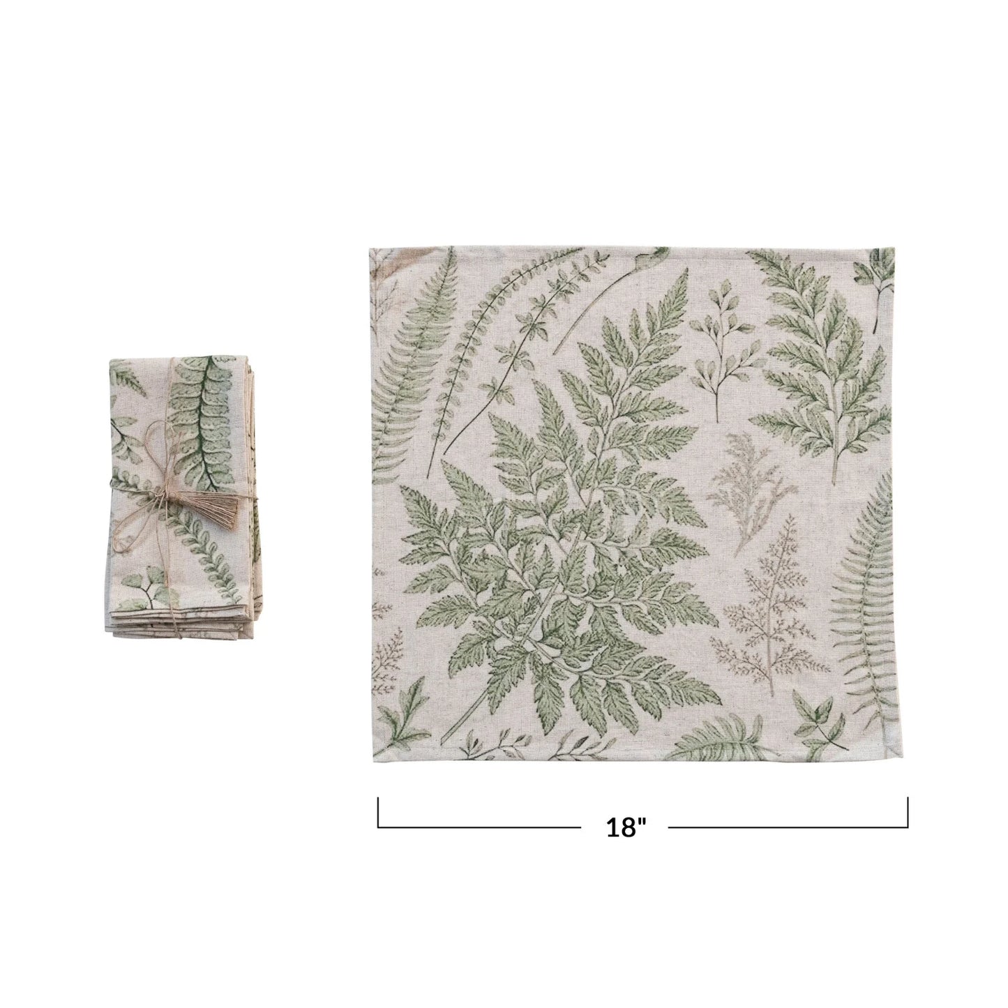 Cotton Blend Napkins with Botanical Print, Set of 4