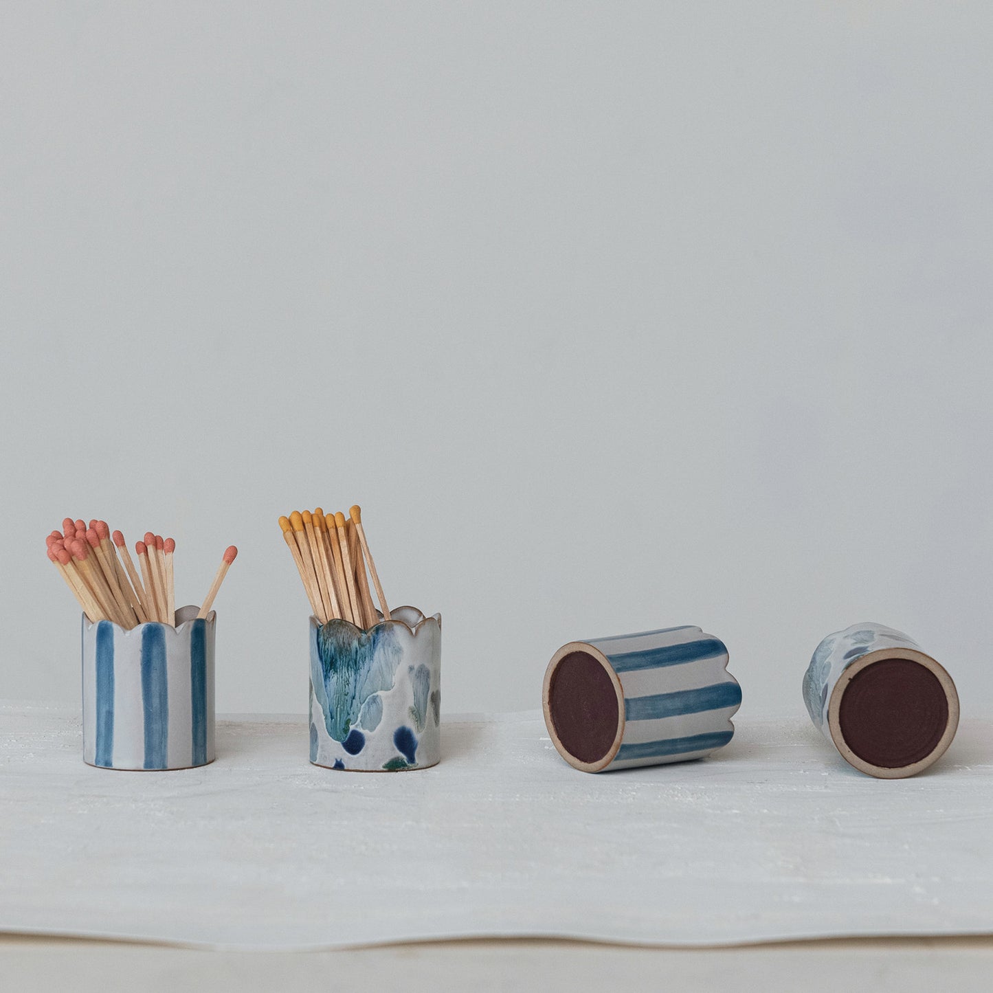 Stoneware Matchstick Holder with Striker, Assorted