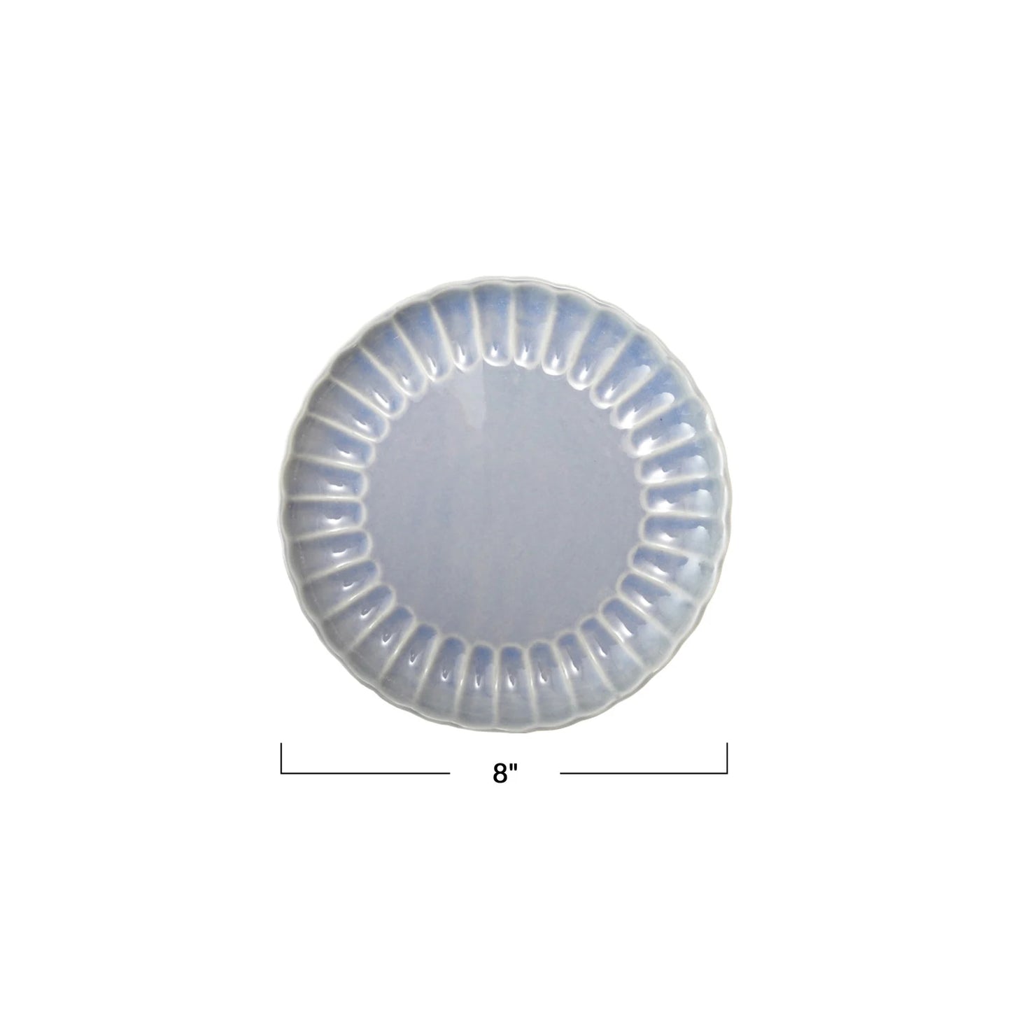 Stoneware Fluted Plate, Light Blue