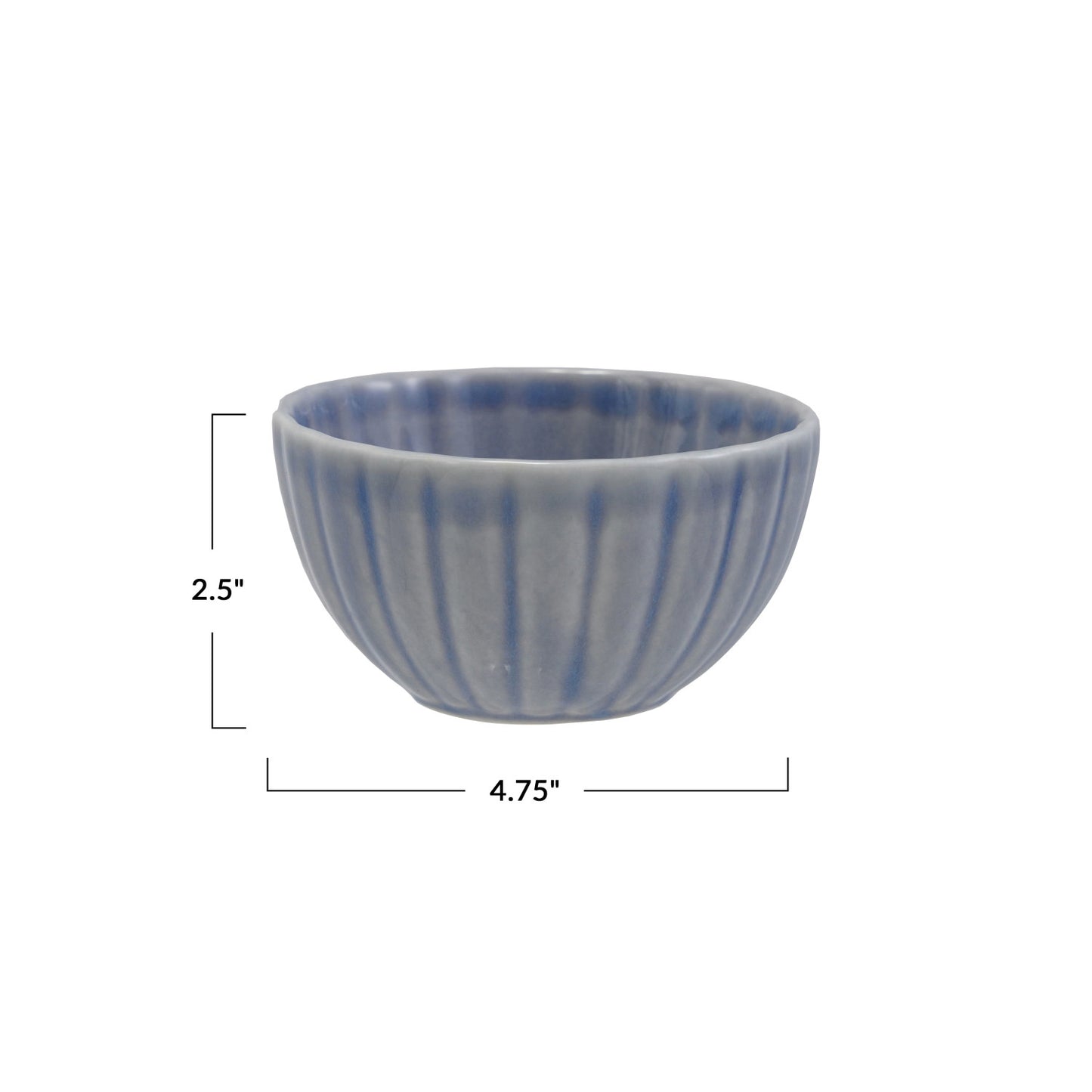 Stoneware Fluted Ribbed Bowl, 4.75”