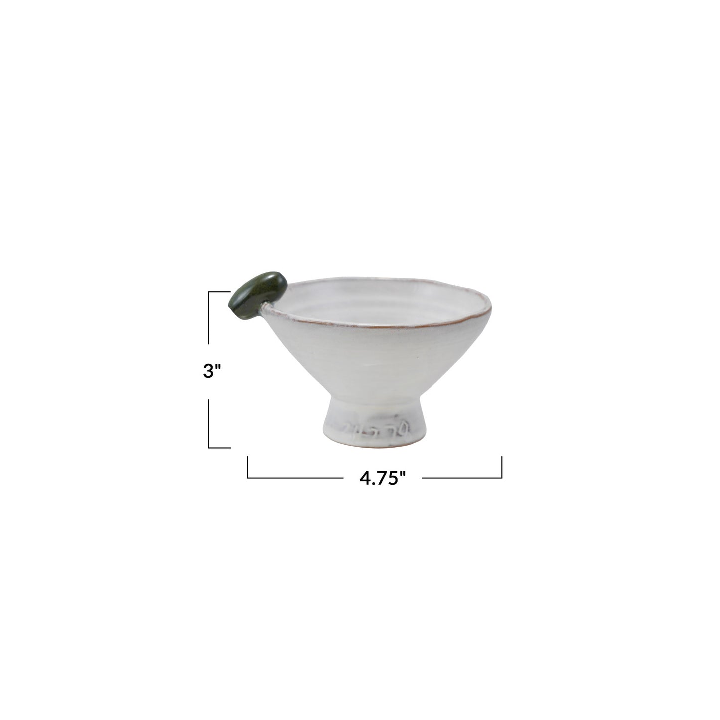 Stoneware Footed Bowl with 3D Olive on Rim
