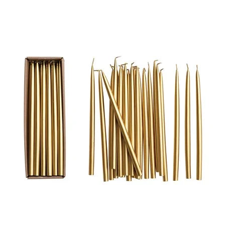 Thin Taper Candles, Gold, Individual