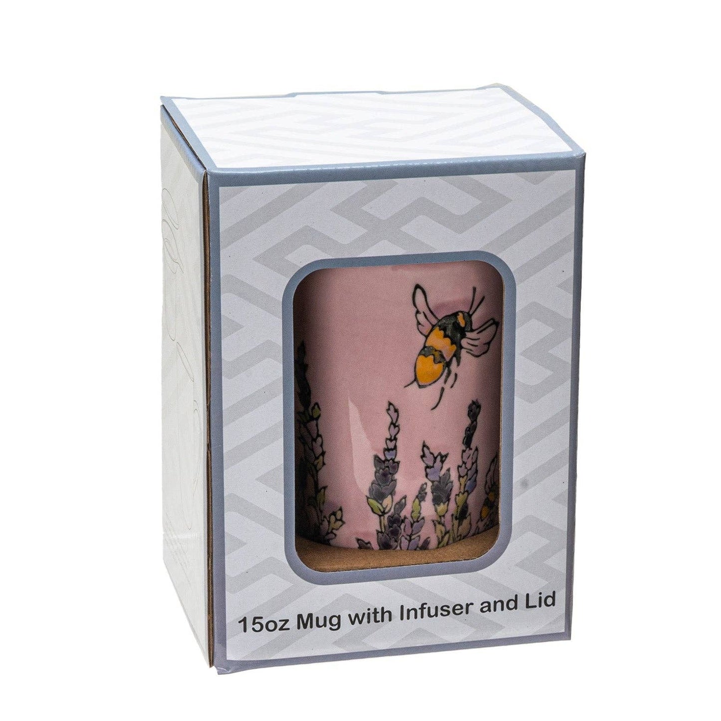 Spring Honeybee Design Tea Mug with Lid and Infuser, 15oz