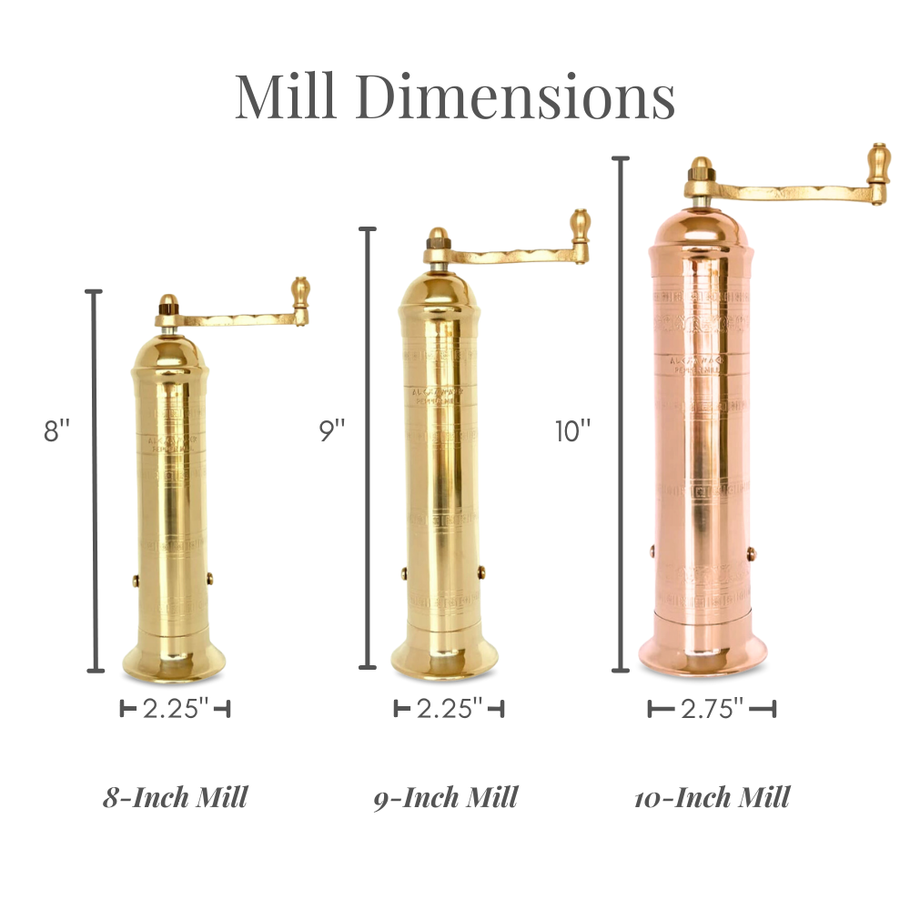 The Original Brass Greek Salt Mill, 8”