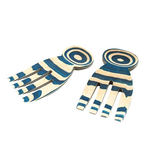 Island Bamboo Pakka Salad Hands - Blue, 5”