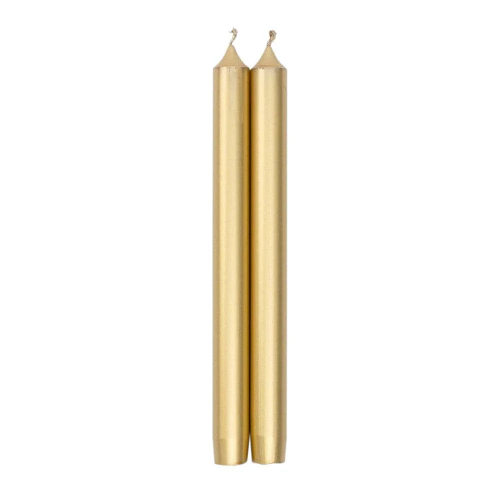 Caspari Straight Taper 10" Candles in Gold, Set of 2
