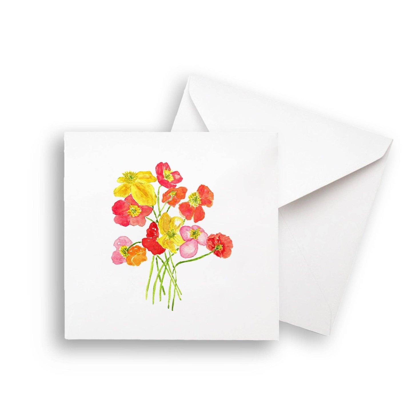 French Graffiti Colorful Poppies Notecard