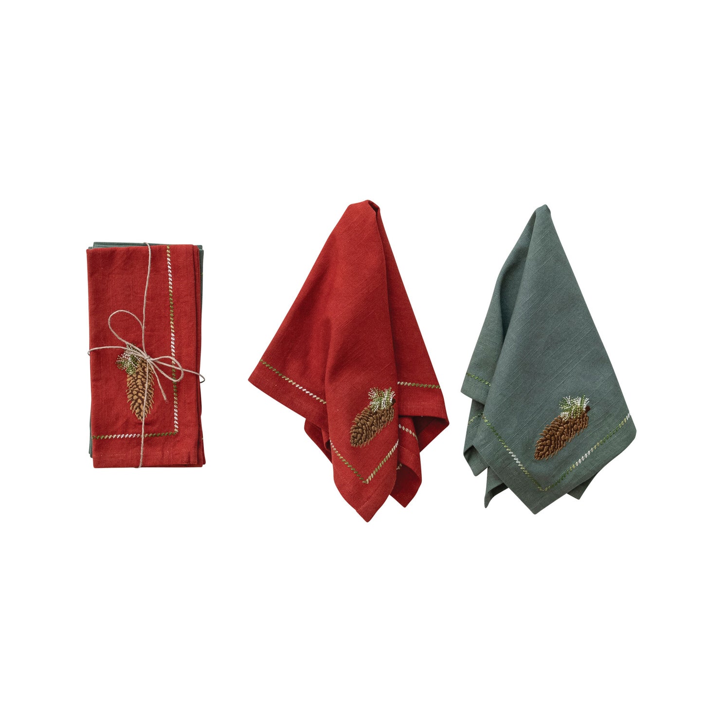 Cotton Napkins w/Embroidery, Multi Colors, Set of 4